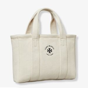 Tory Burch Natural Canvas Tote with Black Logo